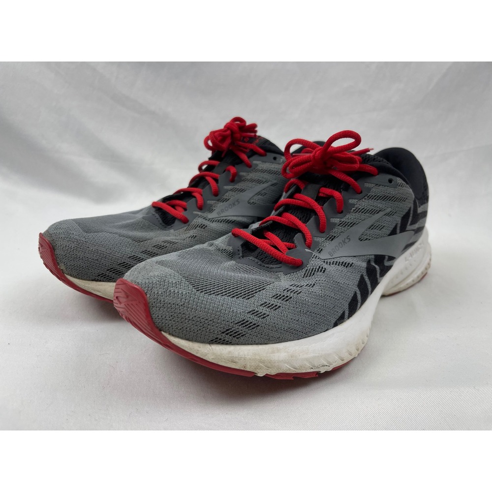 Brooks Launch 6 Men 9.5 Grey Black Red Neutral Running Shoes 1102971D026 2019